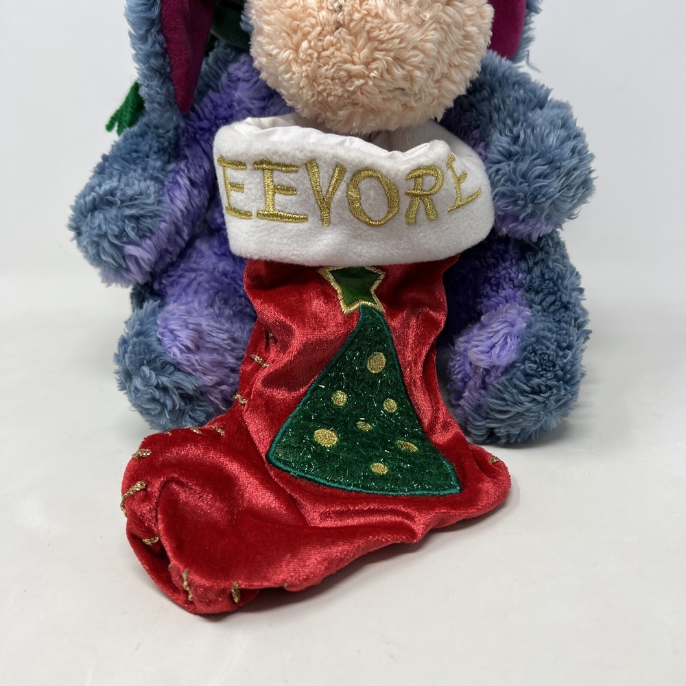Disney Store 2001 Eeyore Winnie the Pooh Christmas Stocking Plush Toy 12" - Picture 2 of 6